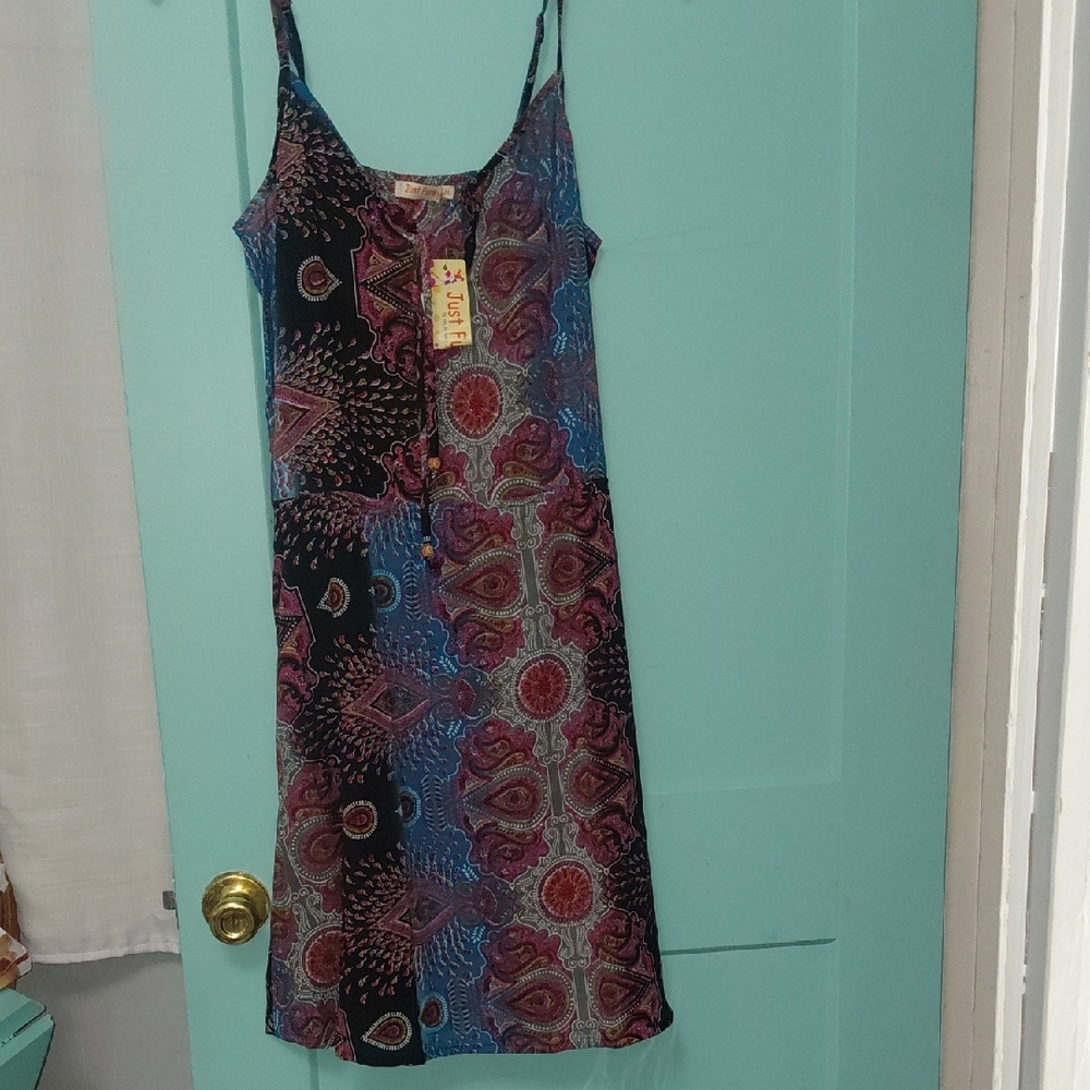 Colorful Patterned Spaghetti Strap Dress